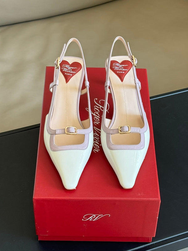 Viv Canard Slingback Pumps 55 in Patent White Violet Leather