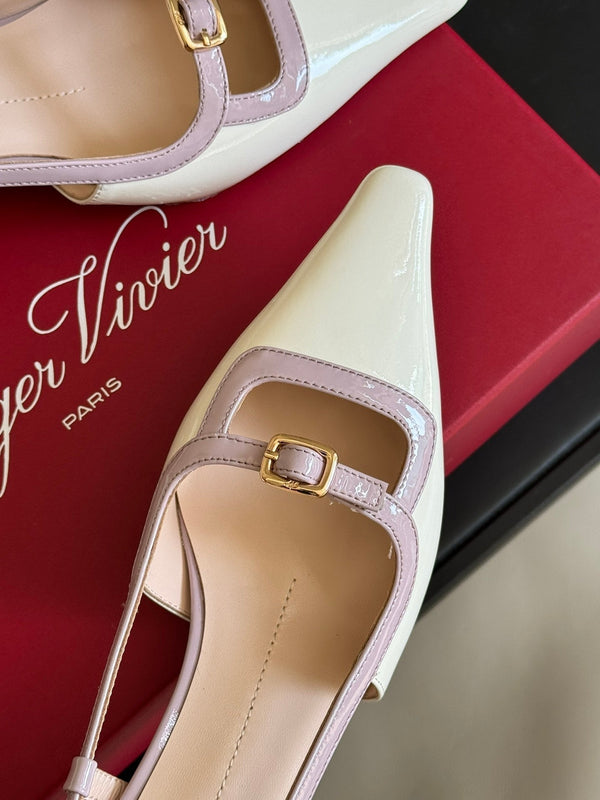 Viv Canard Slingback Pumps 55 in Patent White Violet Leather