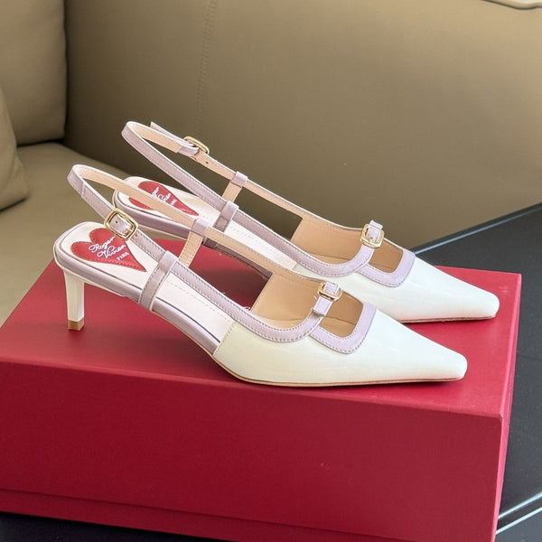 Viv Canard Slingback Pumps 55 in Patent White Violet Leather