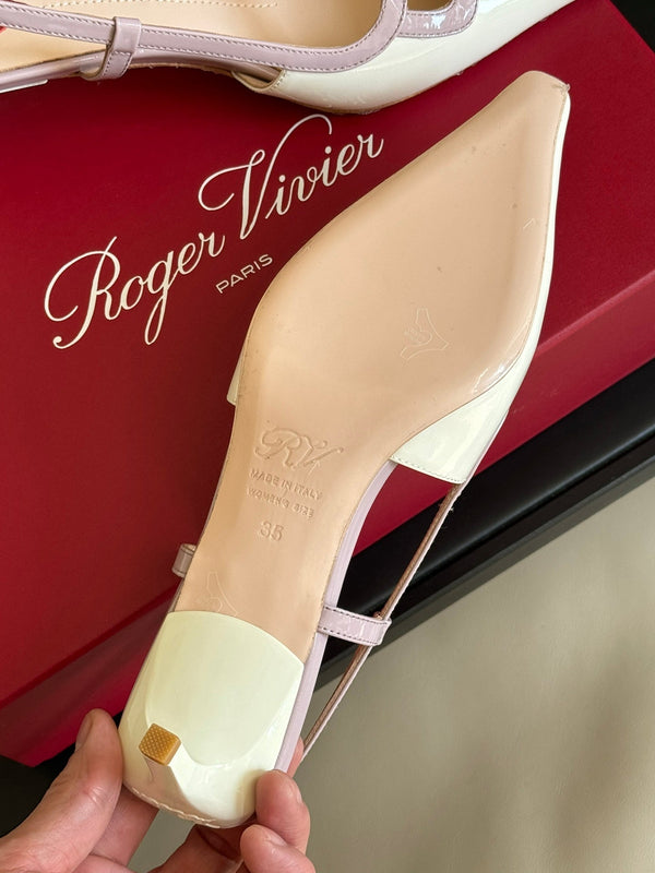 Viv Canard Slingback Pumps 55 in Patent White Violet Leather