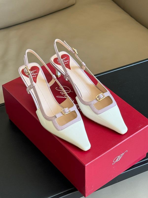 Viv Canard Slingback Pumps 55 in Patent White Violet Leather