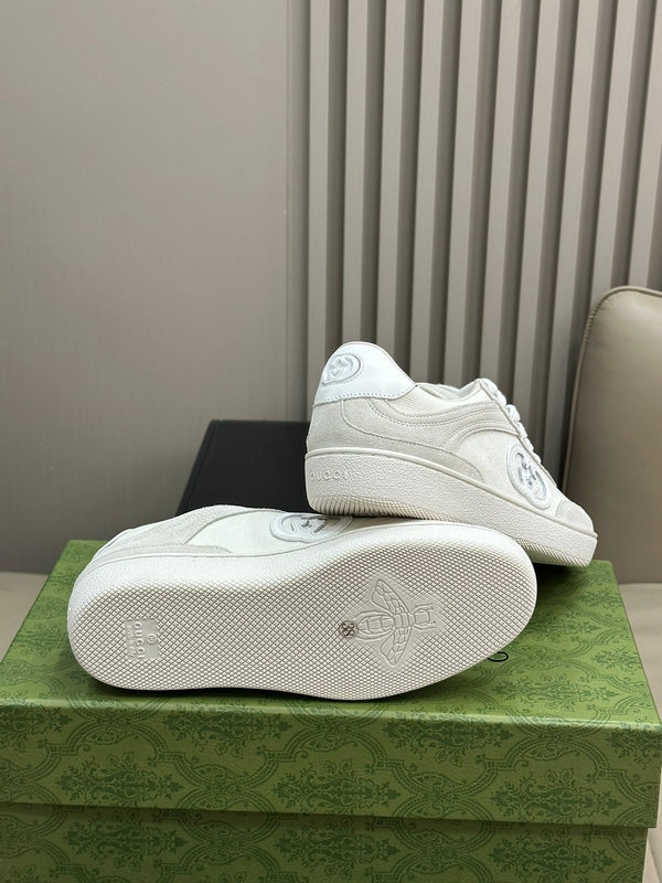 GG Low Sneaker White Canvas Suede Calfskin