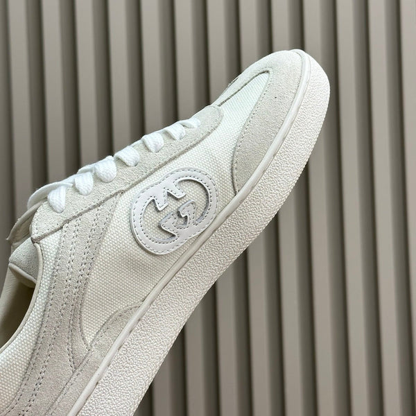 GG Low Sneaker White Canvas Suede Calfskin