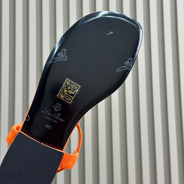 Loro Piana Kyoto Orange Mindil Sandal In Leather