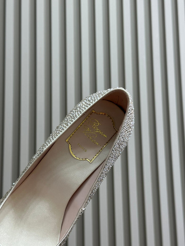 Flower Strass Buckle Pump 85 Crystal White Leather