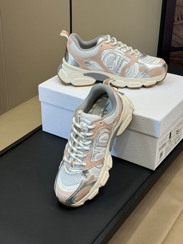 CD Chrono Sneaker Nude and Silver Mesh Fabric 992626