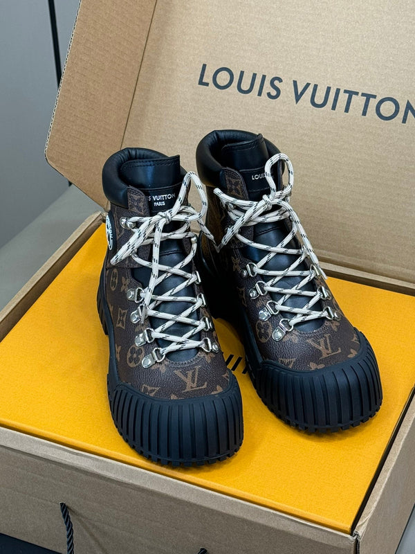 LV Ruby Flat Ranger Boots Dark Brown Calfskin