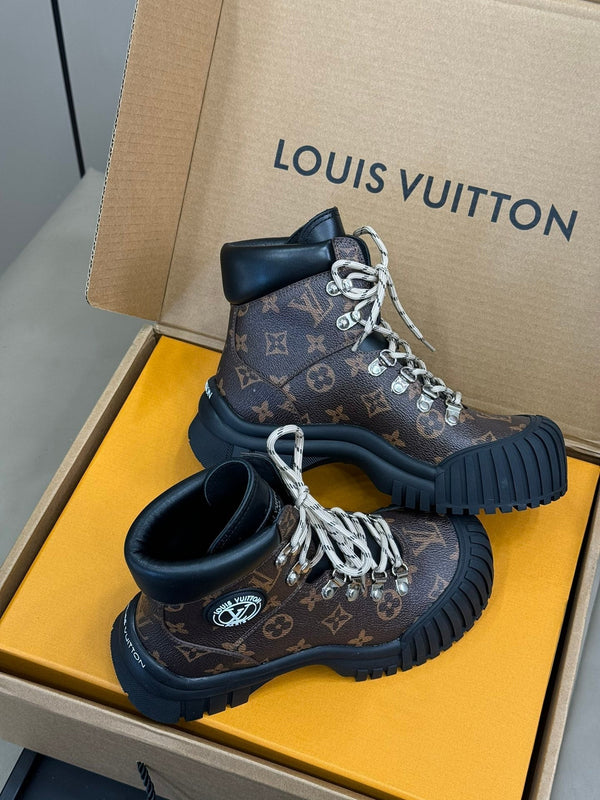 LV Ruby Flat Ranger Boots Dark Brown Calfskin