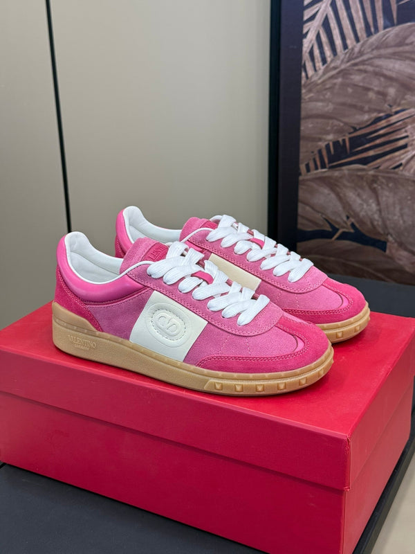 Upvillage Trainer In Dark Pink Mix Pink Suede With Laminated Calfskin 992729