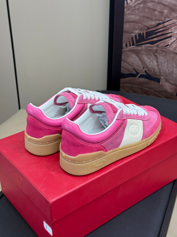 Upvillage Trainer In Dark Pink Mix Pink Suede With Laminated Calfskin 992729