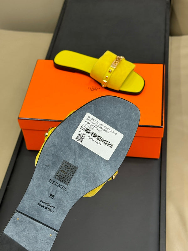 HM Giulia Sandal Yellow Calfskin with Suede 212732