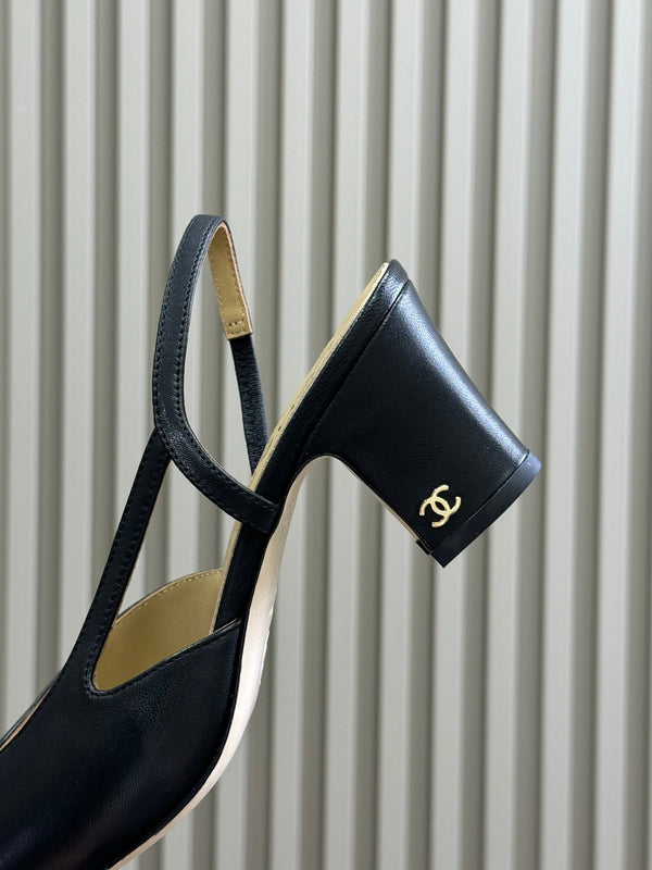 CC Classic Slingback Black Mix Gold Metallic Goatskin 282283