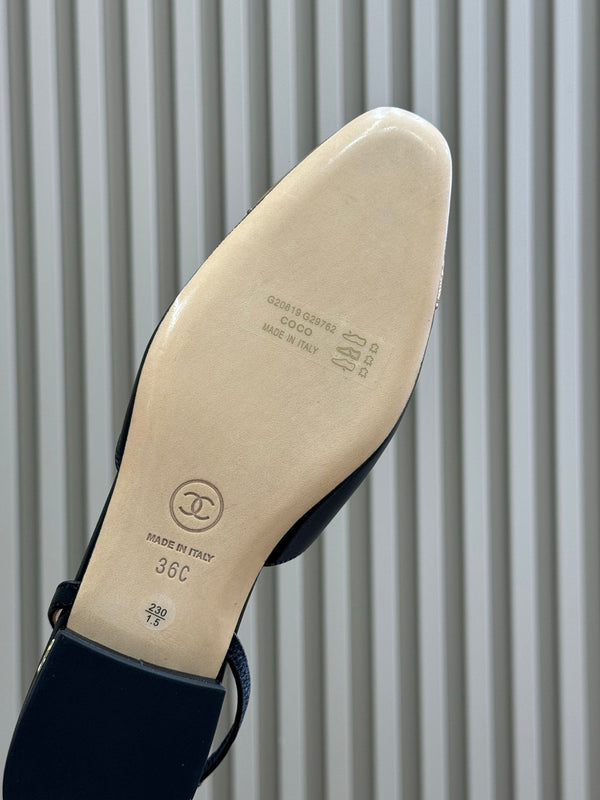 CC Classic Slingback Black Mix Gold Metallic Goatskin 282283