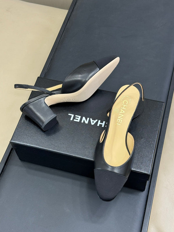 CC Classic Slingback Black Beige Goatskin Black Grosgrain 282286