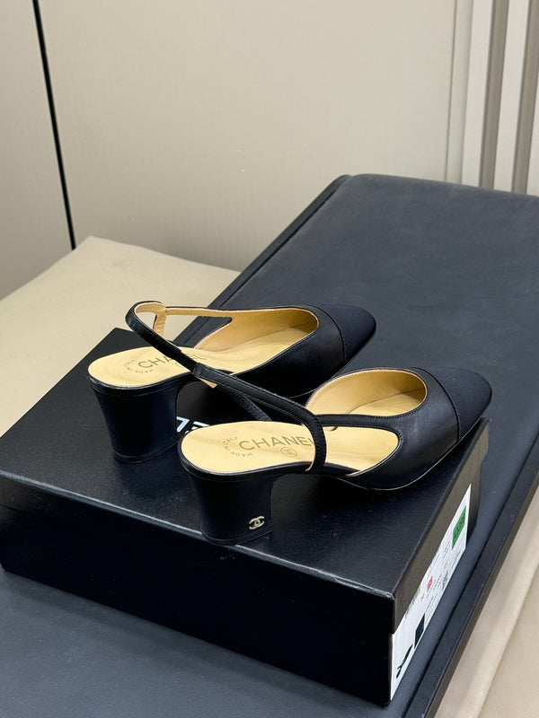 CC Classic Slingback Black Beige Goatskin Black Grosgrain 282286