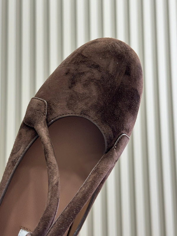 ALAIA Le Teckel Ballet Flats Dark Brown Suede 468728