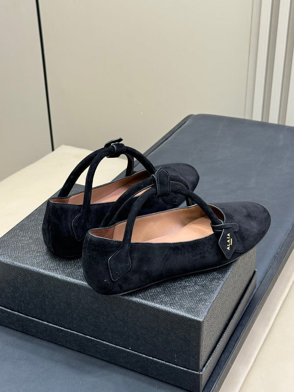 ALAIA Le Teckel Ballet Flats Black Suede 468729