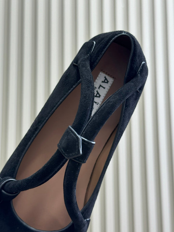 ALAIA Le Teckel Ballet Flats Black Suede 468729