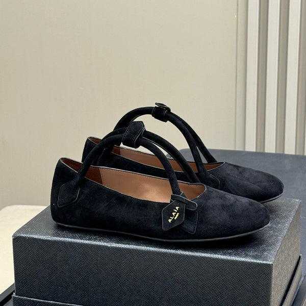 ALAIA Le Teckel Ballet Flats Black Suede 468729