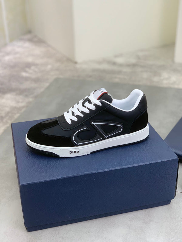 CD HOMME SNEAKERS BLACK CALFSKIN AND SUEDE