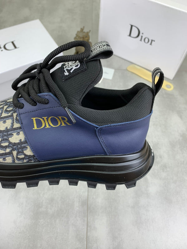 CD B24 SNEAKER AZURE AND BEIGE FABRIC