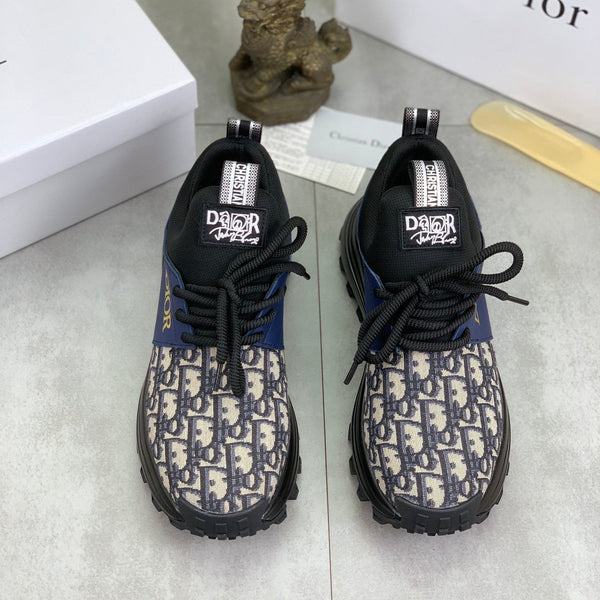 CD B24 SNEAKER AZURE AND BEIGE FABRIC