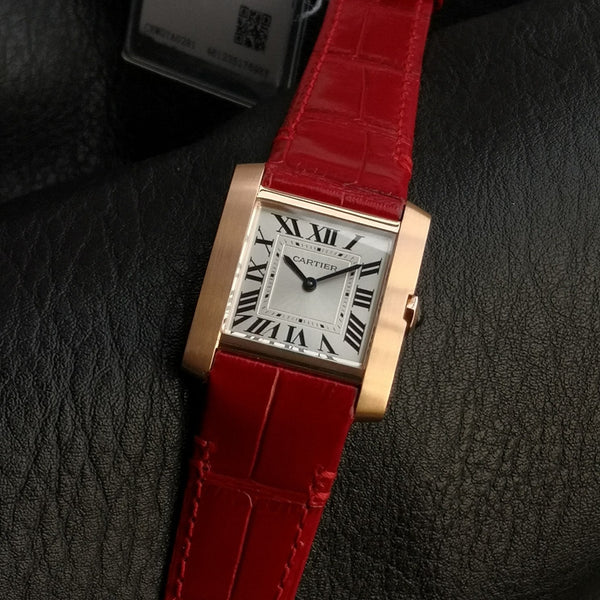 Tank Francaise Pink Gold Case Red Leather Strap