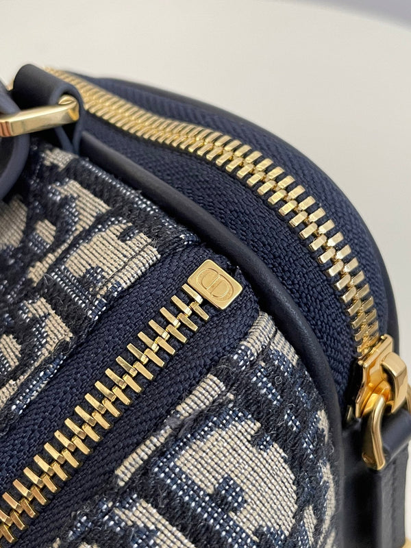 CD East-West cylindrical bag 27 blue jacquard canvas