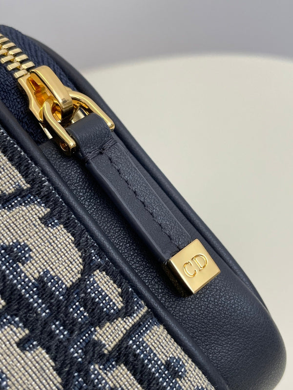 CD East-West cylindrical bag 27 blue jacquard canvas