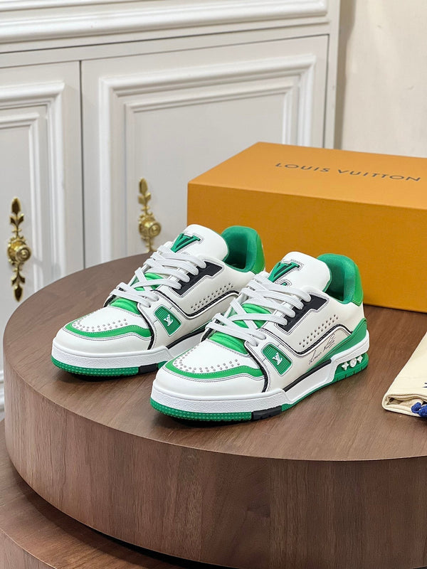 LV TRAINER BIANCO MIX VERDE MONOGRAMMA PELLE DI VITELLO