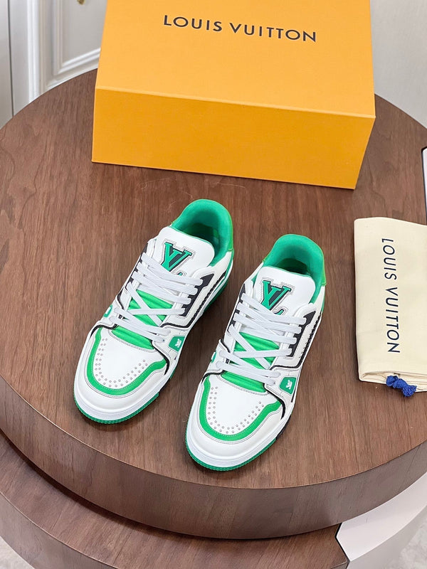 LV TRAINER BIANCO MIX VERDE MONOGRAMMA PELLE DI VITELLO