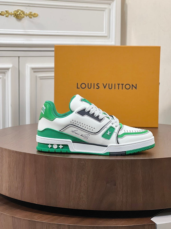 LV TRAINER BIANCO MIX VERDE MONOGRAMMA PELLE DI VITELLO