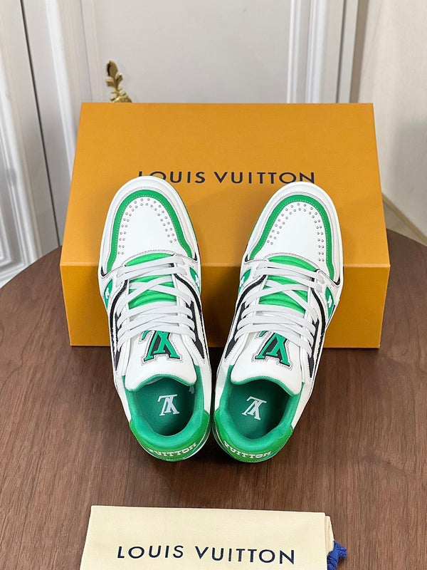 LV TRAINER BIANCO MIX VERDE MONOGRAMMA PELLE DI VITELLO