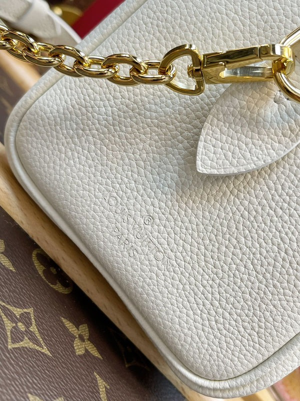 LV Speedy Bandoulière 20 White Blue Monogram Empreinte Leather