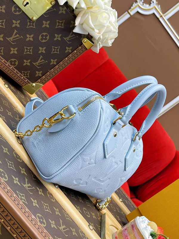 LV Speedy Bandoulière 20 Blue Monogram Empreinte Leather
