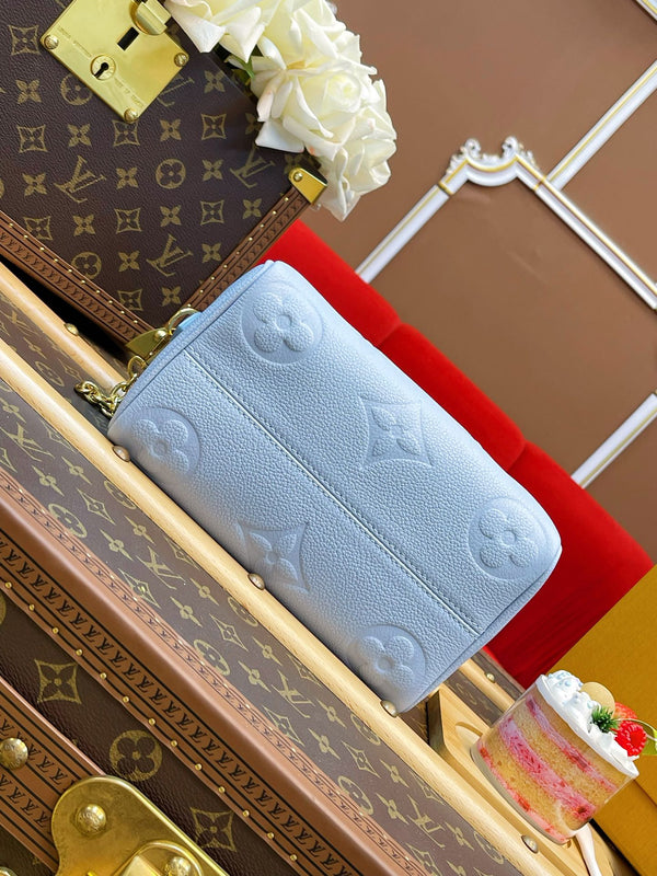 LV Speedy Bandoulière 20 Blue Monogram Empreinte Leather