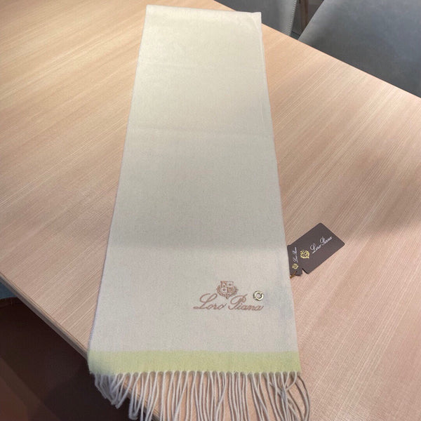 LP Grande Unita Scarf 180 CM In Ivory White With Light Yellow Cashmere 175043