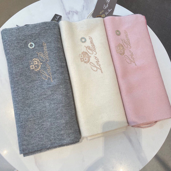 LP Grande Unita Scarf 180 CM In Ivory White With Light Yellow Cashmere 175043