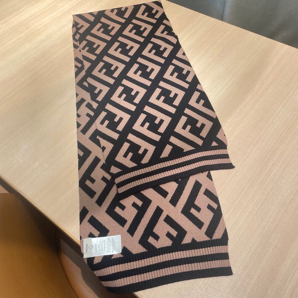 FF 180 SCARF IN BROWN MIX BLACK CASHMERE AND WOOL