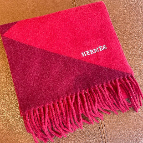 Geometric Scarf 151 CM IN Dark Red Mix Bright Red Cashmere