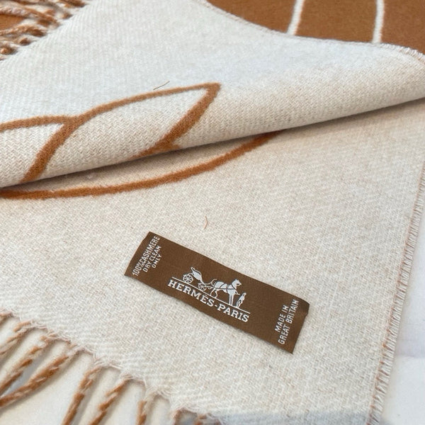 Casaque Entrelacs Equestres Scarf 195 CM Brown Mix White Cashmere