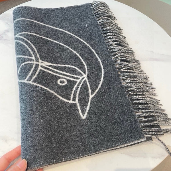 Casaque Entrelacs Equestres Scarf 195 CM Grey Mix White Cashmere