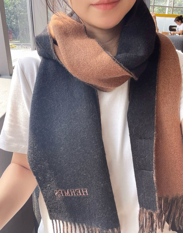 Scarf 180 CM In Black Mix Dark Beige Cashmere