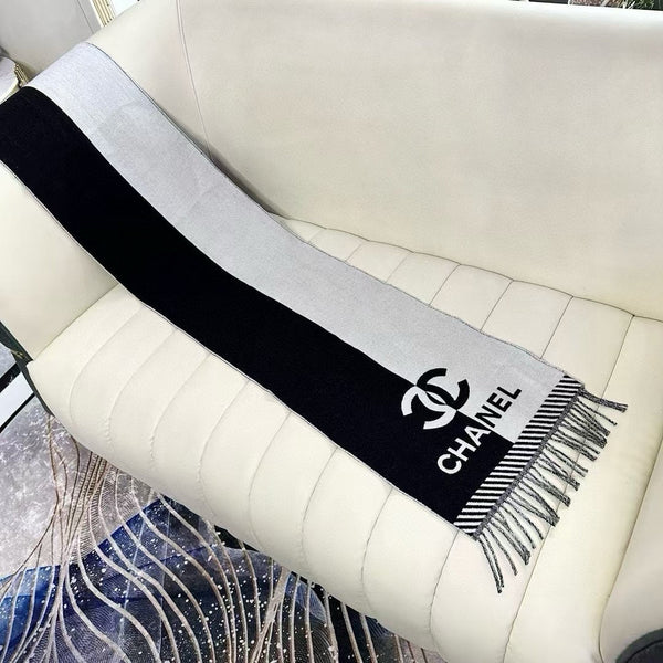 CC Scarf 200 CM In Black Mix Grey Wool And Cashmere 418269