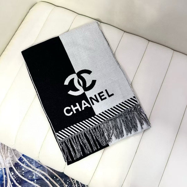 CC Scarf 200 CM In Black Mix Grey Wool And Cashmere 418269