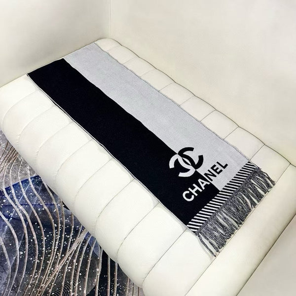 CC Scarf 200 CM In Black Mix Grey Wool And Cashmere 418269