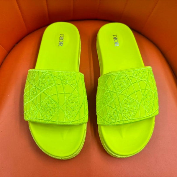 CD AQUA EMBROIDED SANDAL CHARTREUSE FABRIC