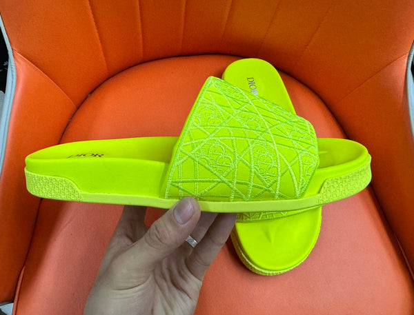 CD AQUA EMBROIDED SANDAL CHARTREUSE FABRIC