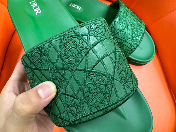 CD AQUA EMBROIDED SANDAL SEA GREEN FABRIC