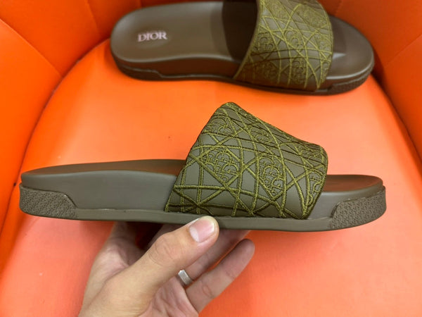 CD AQUA EMBROIDED SANDAL OLIVE FABRIC